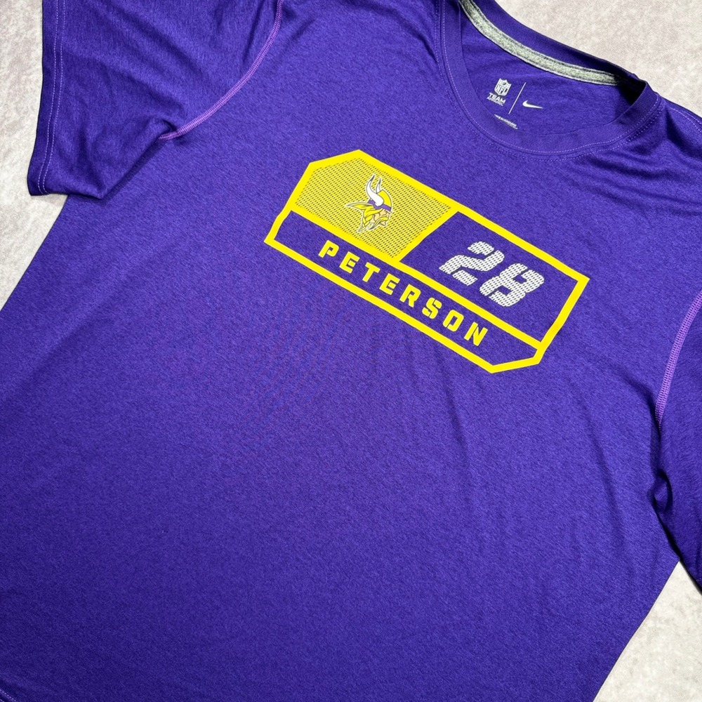 Nike NFL Minnesota Vikings Adrian Peterson 28 Dri-FIT Shirt Mens XL Purple